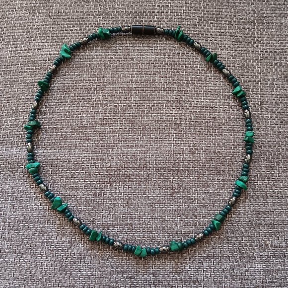 Jasper & Hematite Stone Necklace (FREE GIFT - 90 Gold Bracelet!) - Picture 8 of 9